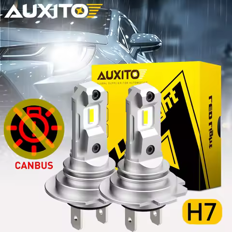 2Pcs AUXITO H7 LED Can bus Headlight Low Beam 60W Powerful 6500K White CSP 12V No Error Fanless Spot