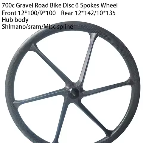 6 Spoke Carbon Wheels 700c Gravel Carbon Wheel Road 6 Spokes Bike Six Spokes Light Clincher Tubeless