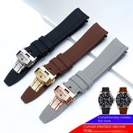 Fit For Tudor Curved Rubber Straps Silicone Watch Band Tudor Black Bay Dial Small Copper Flower Smal