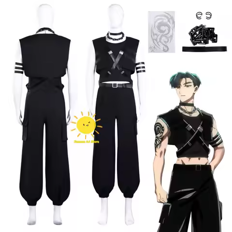 Anime Rintaro Kai Cosplay Tamon's B-Side Cosplay Costumes Tops Pants Coat Tattoo Earring Rintaro Kai