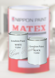 NIPPON PAINT MATEX EMULSION / WATER / WALL PAINT 1LTR # BLACK # WHITE