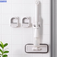 SANRUI 3Pcs Mop Hanger, Wall Mounted Plastic Broom Holder, Durable Self-adhesive Space Saving Waterp