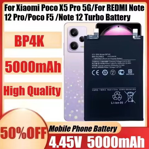 New BP4K 4.45V 5000mAh Battery BP4K For Xiaomi Poco X5 Pro 5G/For REDMI Note 12 Pro/Poco F5 /Note 12