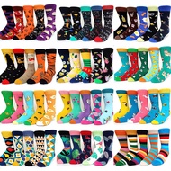 【Worth-Buy】 5 Pairs/pack New Design Cartoon Socks Happy Funny Men Cotton Streetwear Crew Socks Bookshelf Equation Casual Classic