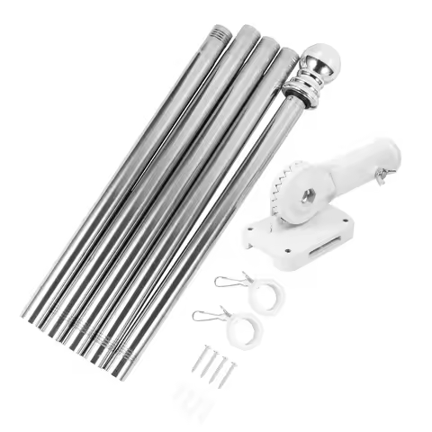 1Set Flagpole Set 1.8 Meter Alloy Flag Pole Bracket Holder Kit Wall Mount Rotating Smooth Flutter Le