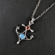 船錨吊墜 / 航海風格項鍊 - 海水藍寶.石榴石.14K黃金.S925純銀