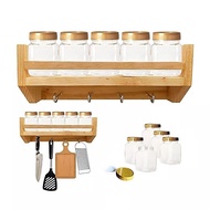 Kitchen spice rack Wall-mounted spice rack with 5 jars