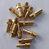 5 pieces; 1/4 Inch (13mm) external thread connector to 6.8,10,12 brass mouse tail