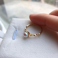 925银日本花珠Akoya海水珍珠5.2-5.5mm钻石复古戒指 时尚女戒yanyan333my20251121