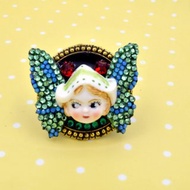 荷蘭少女娃娃蝴蝶仙子Swarovski水晶裝飾戒指