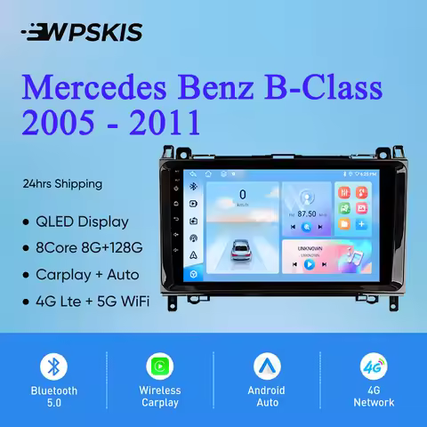 8Core 8G+128G Carplay Auto Car Radio Audio Stereo Gps Navi Tape HU For Mercedes Benz B-Class Viano V