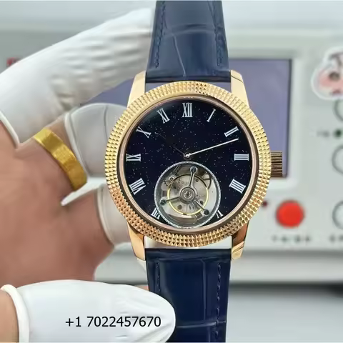 Casual Business Luxury Top-quality 18k Rose Gold Black Starry Sky 7.88mm Tourbillon Automatic Mechan
