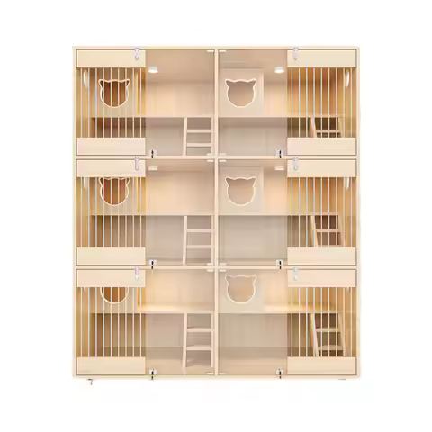 Solid wood cat cabinet luxury household villa large house three-layer foster cage