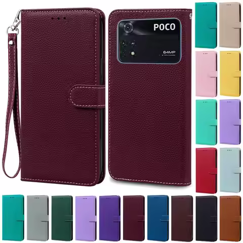POCOM4 Poco M4 Case for POCO M4 Pro 4G Leather Flip Wallet Case for Xiaomi Mi POCO M4 Pro 5G Phone C