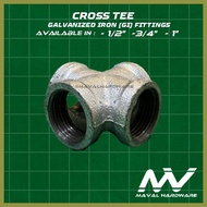 ㍿ ◇ ✓ Galvanized Iron (GI) fittings - Cross Tee - 1/2"; 3/4"; 1"