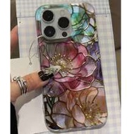 Floral Painted Premium New Feather Tulle Minimalist Fashion Phone Case Protective Cover Compatible W