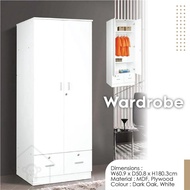 WARDROBE / CLOTHS CABINET / SWING DOOR CABINET WITH DRAWER/ STORAGE CABINET/CUPBOARD/2 DOOR WARDROBE