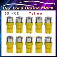 10 PCS T10 LED BULB 5050 12V YELLOW