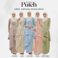 ADEL Puteh Baju Kurung Moden Muslimah Dewasa Premium Shimmer Plain Koleksi Raya 2024