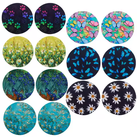 2pcs Butterfly Flower Cat Claws Car Coaster Water Cup Groove Pad Anti-Slip Durable Universal Coaster