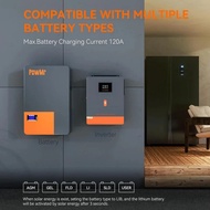 Eco-friendly PowMr 4.2KW 6.2KW Hybrid Solar Inverter 24V 48V to 220Vac MPPT 120A Charge Controller 4