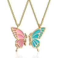 2Psc Butterfly Friendship Necklace for Women Men BFF Best Friends Necklace Enamel Butterfly Choker N