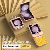 สำหรับ Samsung Z แหวน Flip5กระเป๋าใส่ของรวมทุกอย่างหุ้มด้วยเพชรเคสโทรศัพท์หนังสำหรับ Samsung Galaxy 