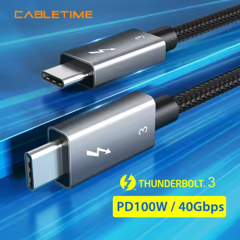 CABLETIME Thunderbolt 3 Cable 40Gbps PD 100W Type C to C USB3.1 Fast PD Cable for Macbook Pro Quick 