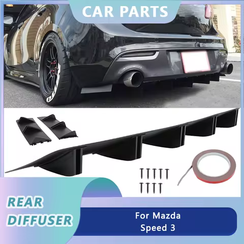 1Pcs Rear Bumper Lip Diffuser Spoiler Splitter Shark 5 Fins For Mazda Speed 3 CX-3 CX5 CX-7 81.5cm U