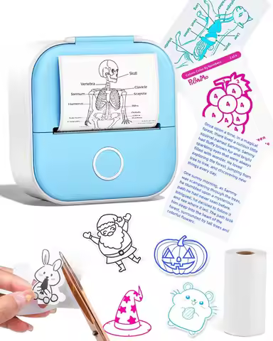 Mini Sticker Printer, Inkless Bluetooth Thermal Label & Photo Printer, Pocket-Sized Wireless for Jou