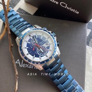 *Ready Stock*ORIGINAL Alexandre Christie 6480MCBTUBU Blue Stainless Steel Water Resistant Chronograph Men’s Watch