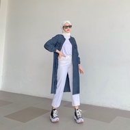 Tunik Outer Jeans Terbaru Baju Outfit Wanita Kekinian Long Tunic Jins LD 110