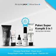 Paket Super Lengkap Ms Glow For Men Skincare Komplit Perawatan Wajah Pria Berjerawat Original Skinke