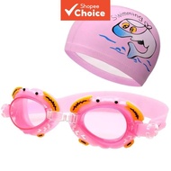 Children's Swim Goggles and Cap 2-Piece Set, Multi-Layer Anti-Fog