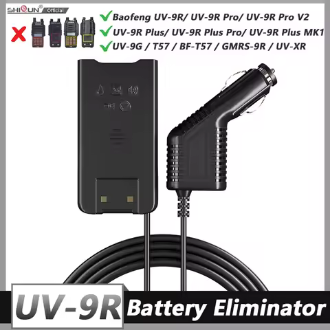 Baofeng UV 9RPro V2 Battery Eliminator Car Charger 12V UV-9R Plus Walkie Talkie Cigarette Lighter Fo