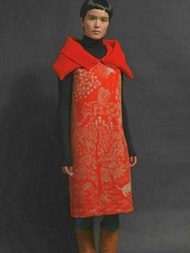 日本知名設計師 皆明川 mina perhonen 手作  純羊毛繪花洋裝