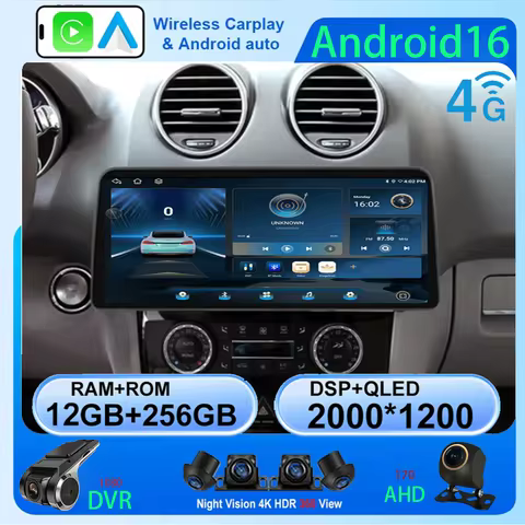 12.3 Inch Android 16 For Mercedes Benz ML 320 350 W164(2005-2012) GL Car Radio Carplay Multimedia Pl