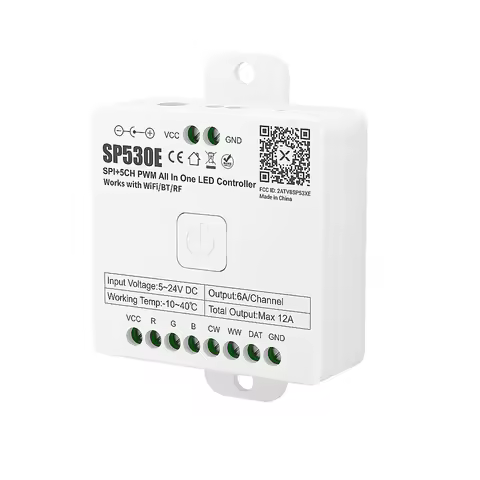 SP530E All In One LED Controller Wifi Alexa Google Home 5CH PWM SPI Pixels WS2811 WS2812B SK6812 FCO