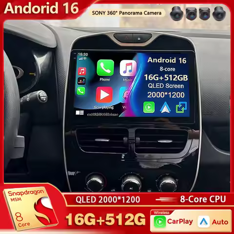 Android 16 For Renault Clio 4 BH98 KH98 2012 -2016 2K QLED Android Car Radio Multimedia Video Player