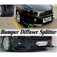 Car Universal Aero Front Bumper Lip Splitter Diffuser black