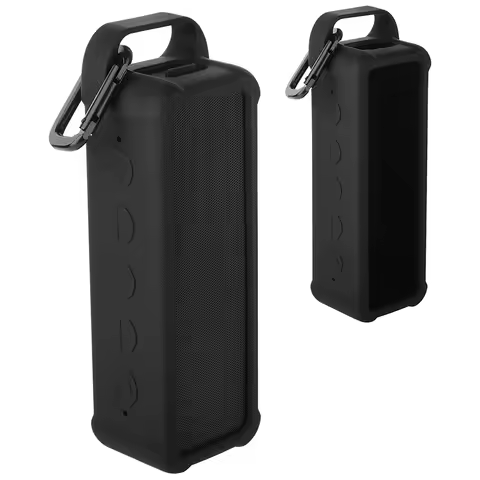 Silicone Protective Case for Anker For Soundcore 2 Speaker with Handle and Carabiner Clip for Easy C