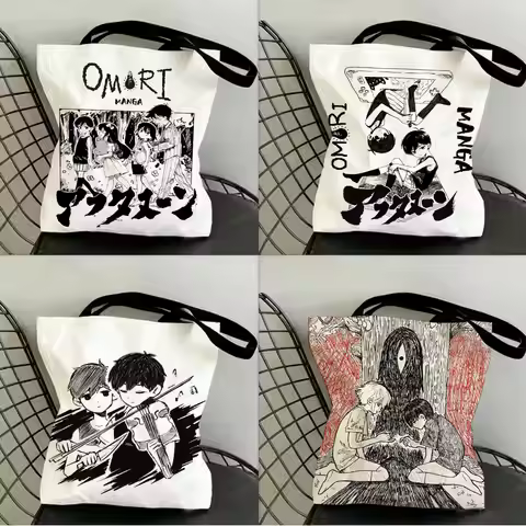 Game Anime O-Omori Storage Bags Canvas Double-Sided Print Shopping Bag Large Capacity Aesthetic Reus