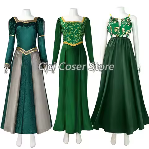 Hot Movie Princess Fiona Cosplay Costume Wig Braid Hair Fiona Green Dress For Women Carnival Hallowe