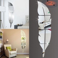 3D Acrylic Feather Dressing Mirror Wall Sticker Room Decal Mural Home Decoration(size:72*15cm)