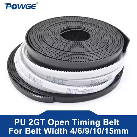 POWGE 2GT Open synchronous belt 2GT-6 width 4/6/9/10/15mm polyurethane Steel PU GT2 Timing belt Smal
