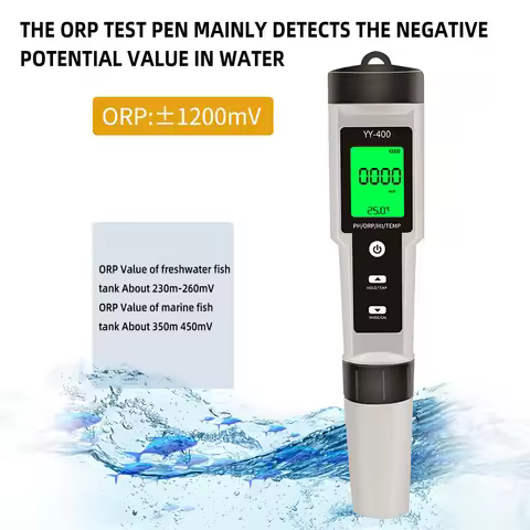4 in 1 PH/ORP/H2 & Temp Meter Digital Hydrogen Ion Concentration Tester SPE/PEM Hydrogen Rich Cup Wa