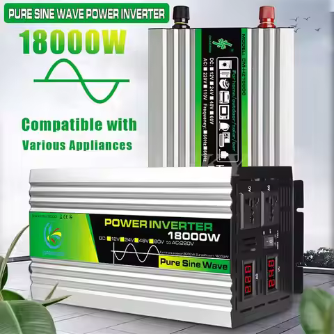 Frequency Converter Pure Sine Wave Power Inverter 18000W DC12V 24V 8V To AC 220V 50hz 60hz Solar Car