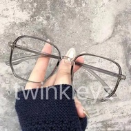 0.0 to -6.0 Degree Myopia Glasses, Korean Style, Large Frame Square, Fashion Glasses