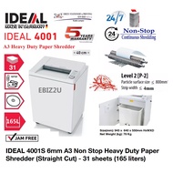 IDEAL 4001 S 6mm A3 Non Stop Heavy Duty Paper Shredder (Straight Cut) 6mm - 31 sheets (165 liters)
