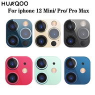 HUAQOO ตัวป้องกันหน้าจอเลนส์กล้องด้านหลังโลหะสำหรับ iPhone 12 Pro Max ฟิล์มวงแหวนอลูมิเนียมสำหรับ Iphone 12 ฝาครอบเลนส์กล้อง